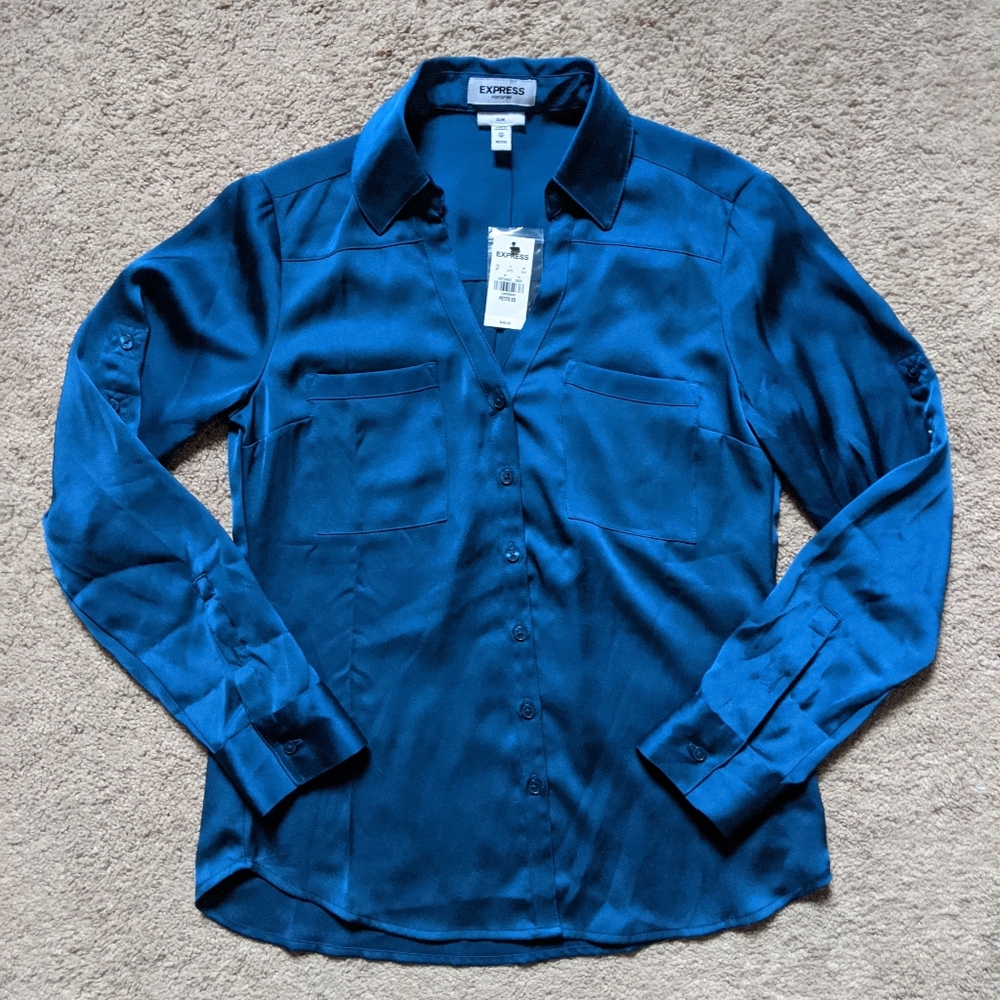 Dark blue satin Express Portofino shirt